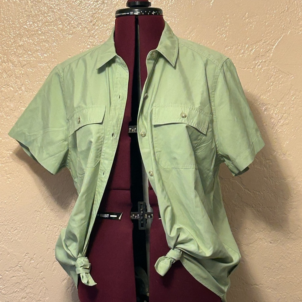 Pale Mint Green Button-Up Shirt by Eddie Bauer size large